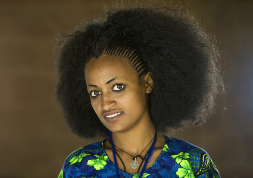 Beautiful Young Woman With Traditional Hairstyle, Lalibela, Ethiopia