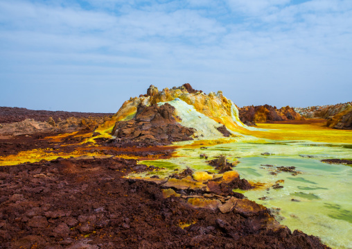 The colorful volcanic landscape of dallol in the danakil depression, Afar region, Dallol, Ethiopia