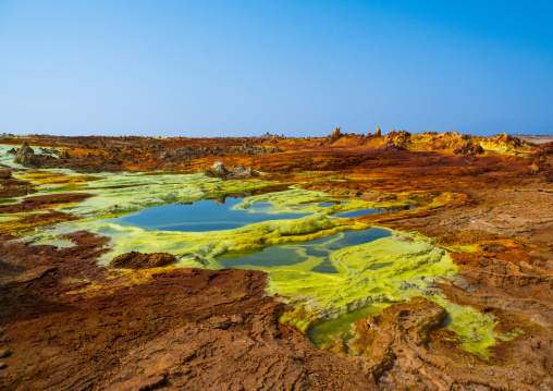 The colorful volcanic landscape of dallol in the danakil depression, Afar region, Dallol, Ethiopia