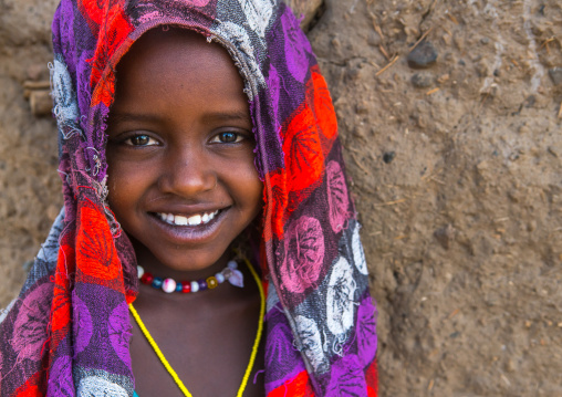 Smiling karrayyu tribe girl, Oromia, Metehara, Ethiopia