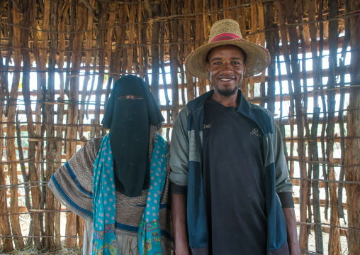 Muslim couple in their house, Kembata, Alaba kuito, Ethiopia