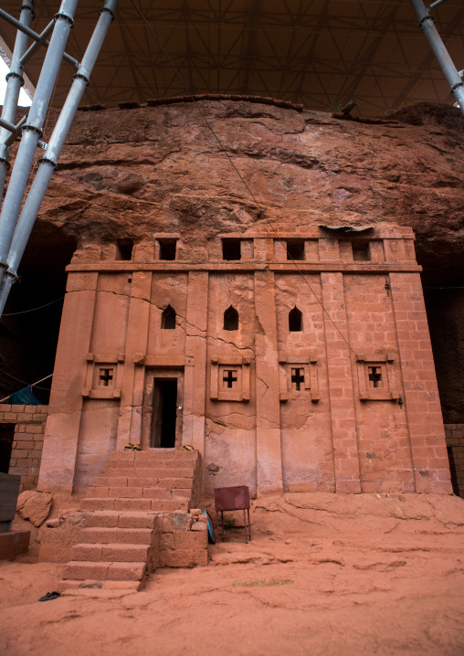 Bete aba libanos monolithic rock-cut church, Amhara region, Lalibela, Ethiopia