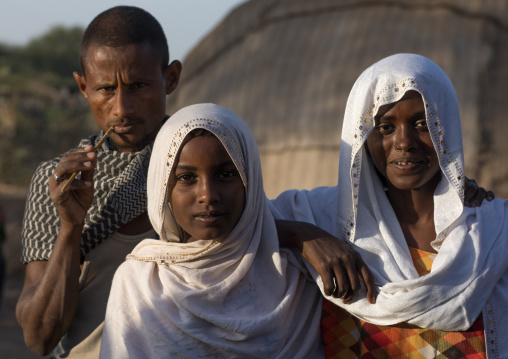 Portrait of an Afar tribe family, Afar region, Afambo, Ethiopia