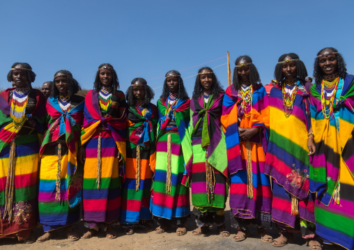 Borana tribe virgin girls during the Gada system ceremony, Oromia, Yabelo, Ethiopia