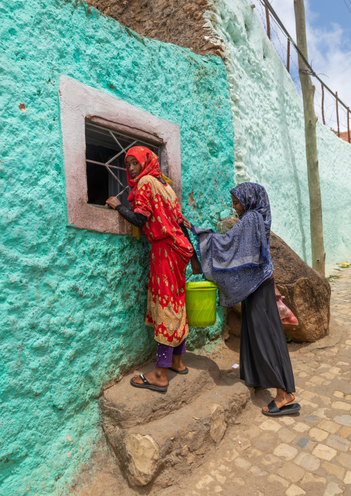 Harari women in the street, Harari region, Harar, Ethiopia