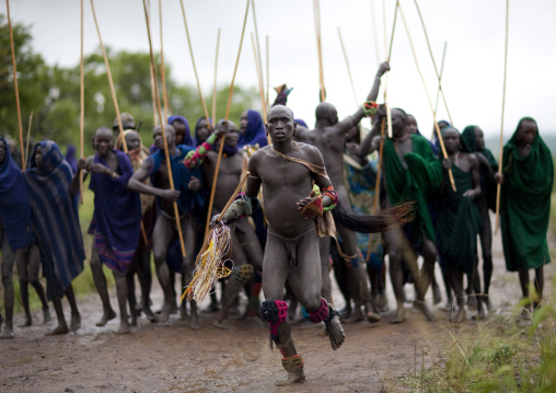 Donga stick fighting in Suri tribe, Tulgit, Omo valley, Ethiopia