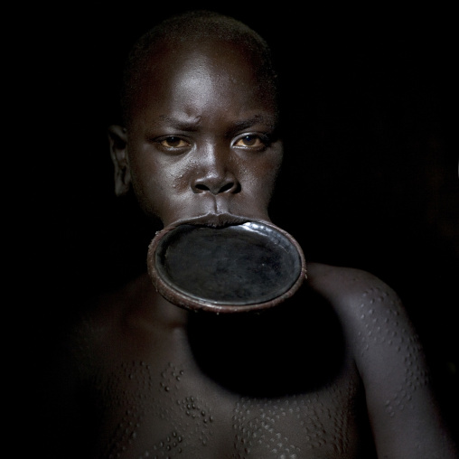 Surma Woman Wearing A Lip Plate, Turgit Village, Omo Valley, Ethiopia