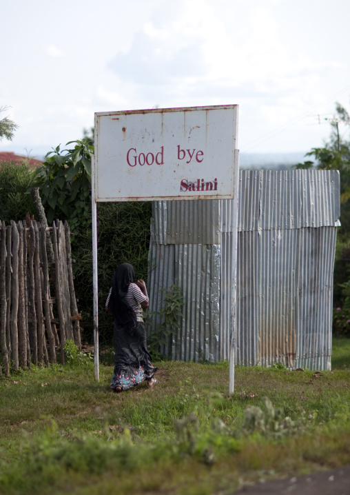 Billboard of salini  company building a dam in omo valley, Ethiopia