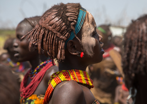 Women dancing during the proud ox ceremony in the Dassanech tribe, Turkana County, Omorate, Ethiopia