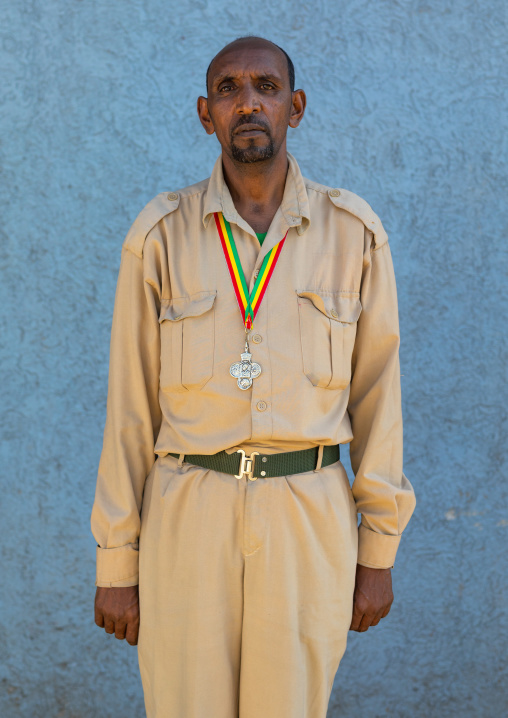 Ethiopian veteran in army uniform, Addis Abeba region, Addis Ababa, Ethiopia