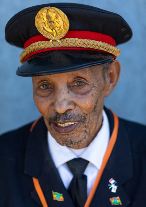 Veteran from the italo-ethiopian war in army uniform, Addis Abeba region, Addis Ababa, Ethiopia