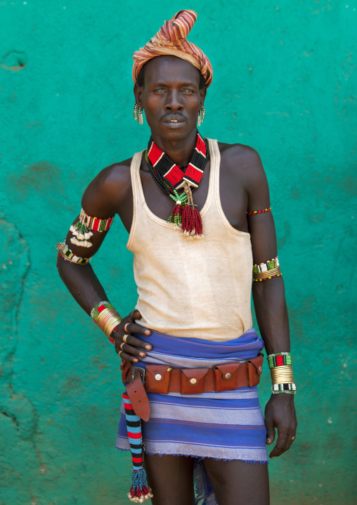 Colourful Hamar Tribe Man, Turmi, Omo Valley, Ethiopia