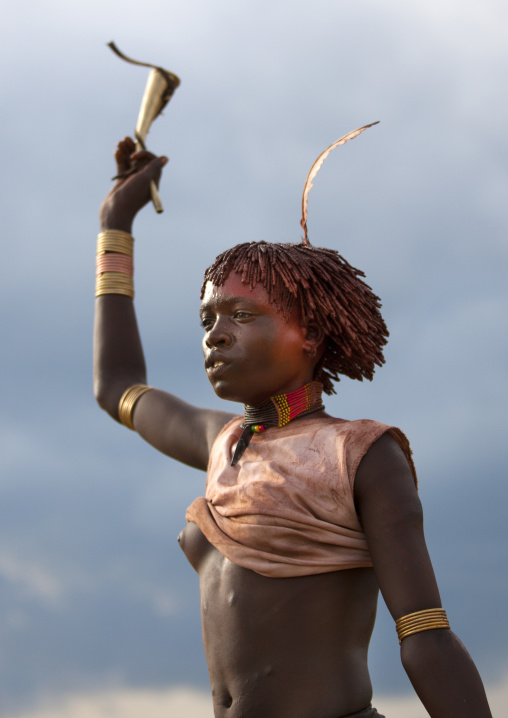 Hamar Tribe Woman During Bull Jumping Ceremony, Turmi, Omo Valley, Ethiopia