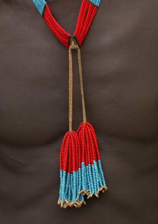 Karo Man Chest With Beaded Pendant Necklace Detail Ethiopia
