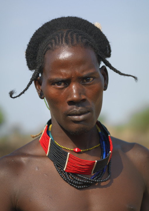 Hamer Man With Braided Hair Strong Look And Beaded Necklace Portrait Ethiopia