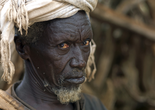 Portrait Of A Old Konso Tribe Man With Turban, Konso, Omo Valley, Ethiopia
