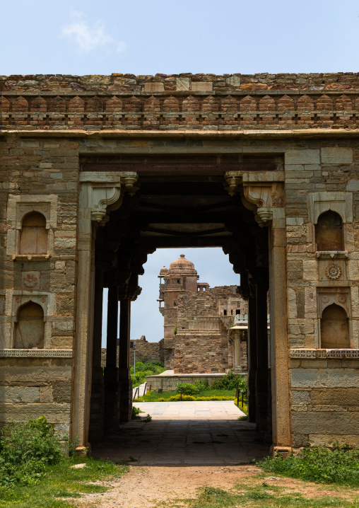 The ruined rana kumbha palace inside the medieval Chittorgarh fort complex, Rajasthan, Chittorgarh, India