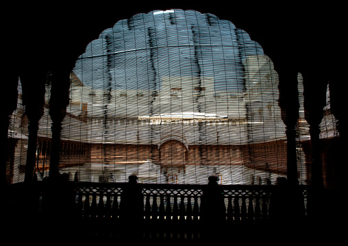 Window with a curtain in Junagarh fort, Rajasthan, Bikaner, India