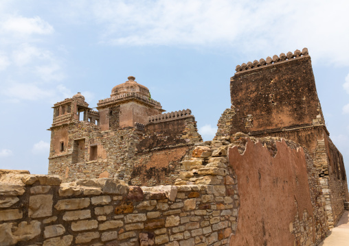 The ruined rana kumbha palace inside the medieval Chittorgarh fort complex, Rajasthan, Chittorgarh, India