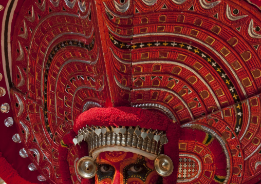 Man Dressed For Theyyam Ritual With Traditional Painting On His Face, Thalassery, India