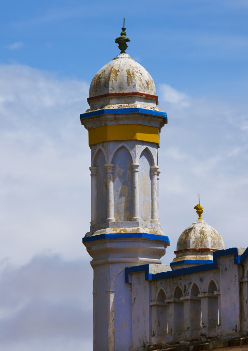 Colorful Carved Tower On The Top Of An Old Building, Kanadukathan Chettinad, India