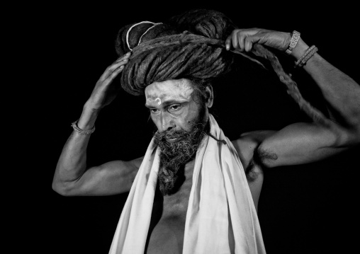 Naga Sadhu With Very Long Hair, Maha Kumbh Mela, Allahabad, India