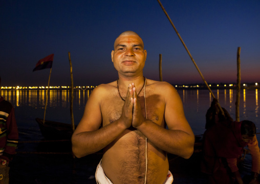 Pilgrim Bathing In Ganges, Maha Kumbh Mela, Allahabad, India