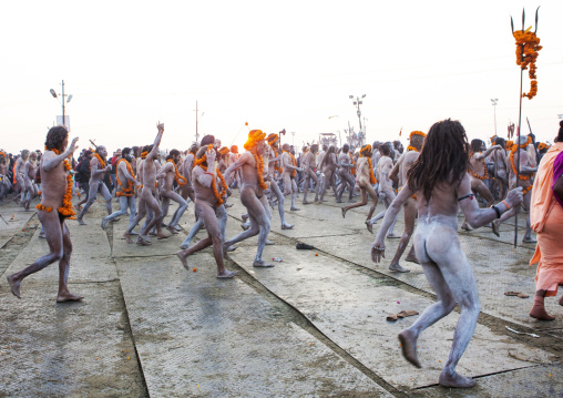 Naga Sadhu From Juna Akhara Going To Bath, Maha Kumbh Mela, Allahabad, India