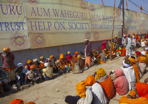 Food Distribution In An Ashram, Maha Kumbh Mela, Allahabad, India