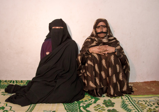 bandari women wearing mask burqa and veil, Qeshm Island, Salakh, Iran