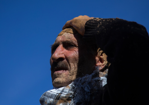 Iranian Shiite Muslim Man Covered In Mud, Chanting And Self-flagellating During Ashura Day, Kurdistan Province, Bijar, Iran