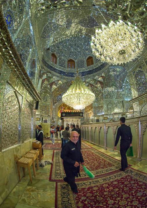 Muslim Shiite People Hall Of The Shah-e-cheragh Mausoleum, Fars Province, Shiraz, Iran