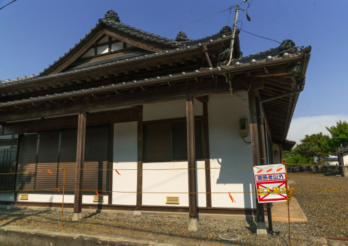 Abandoned house in the highly contaminated area after the daiichi nuclear power plant irradiation, Fukushima prefecture, Naraha, Japan