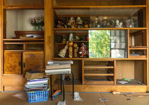 Inside an abandoned house in the highly contaminated area after the earthquake and the the daiichi nuclear power plant irradiation, Fukushima prefecture, Naraha, Japan