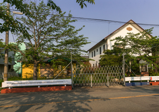 Roadblock in the difficult-to-return zone after the daiichi nuclear power plant irradiation, Fukushima prefecture, Tomioka, Japan