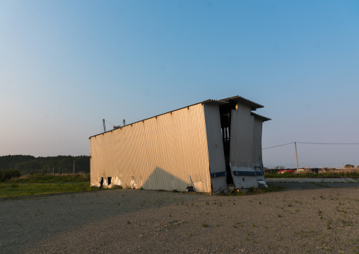 A warehouse destroyed by the 2011 earthquake and tsunami five years after, Fukushima prefecture, Tomioka, Japan