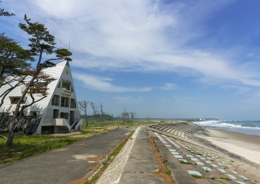 Abandoned marine house in the highly contaminated area after the daiichi nuclear power plant irradiation and the tsunami, Fukushima prefecture, Futaba, Japan