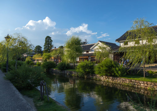 Old houses along the riverbank in Bikan historical quarter, Okayama Prefecture, Kurashiki, Japan