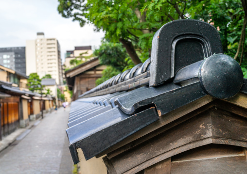 Traditional japanese style fence in the old samurai quarter, Ishikawa Prefecture, Kanazawa, Japan