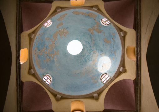 Ceiling with its intricate and elaborate patterns and internal stainless glass dome in Ezzeddine hamam, North Governorate, Tripoli, Lebanon