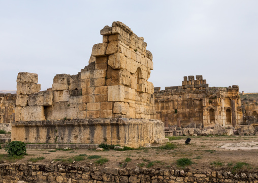Ceremonial courtyard ruins at the archeological site, Beqaa Governorate, Baalbek, Lebanon