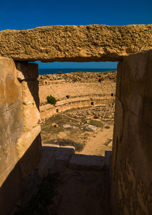 Amphitheatre in  leptis magna, Tripolitania, Khoms, Libya