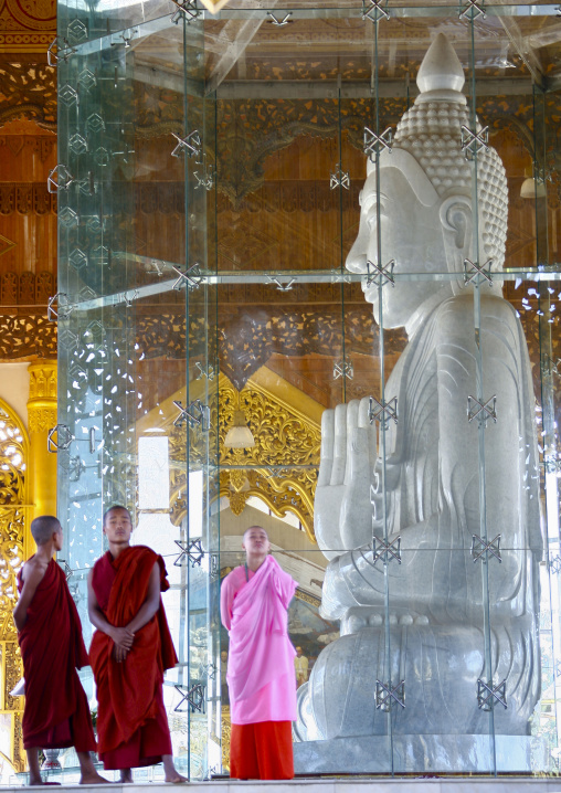 Buddhist Nun In Pink Kasaya Robe, In Inle Lake, Myanmar