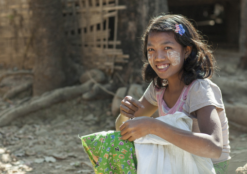 Girl With Thanaka On The Face, Mrauk U, Myanmar