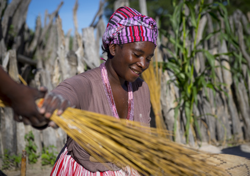 Ovambo Woman With Traditionnal Clothing, Ondangwa, Namibia