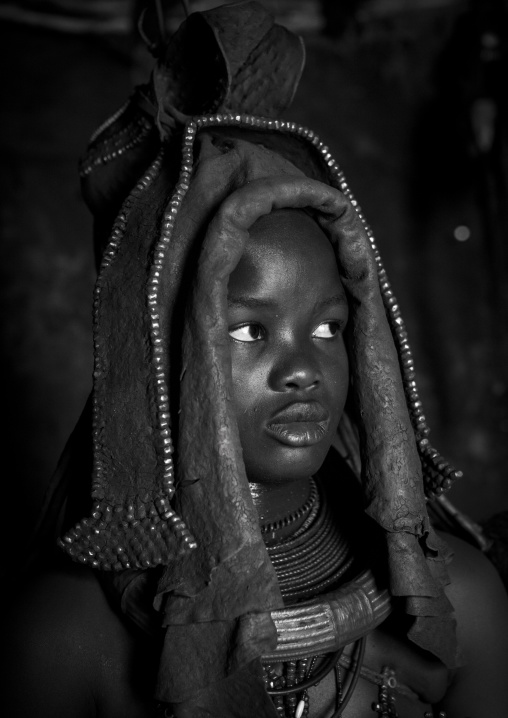 Woman Wearing Wedding Headdress In Himba Tribe, Epupa, Namibia