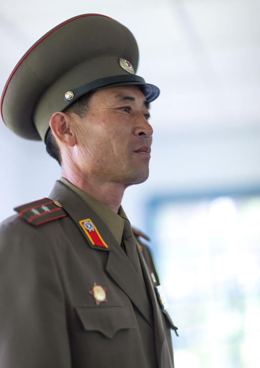 North Korean officer in the joint security area of the Demilitarized Zone, North Hwanghae Province, Panmunjom, North Korea