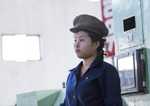 North Korean female worker at Hungnam nitrogen fertilizer plant, South Hamgyong Province, Hamhung, North Korea