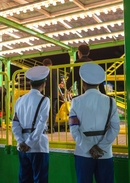 North Korean policemen at Kaeson youth park, Pyongan Province, Pyongyang, North Korea