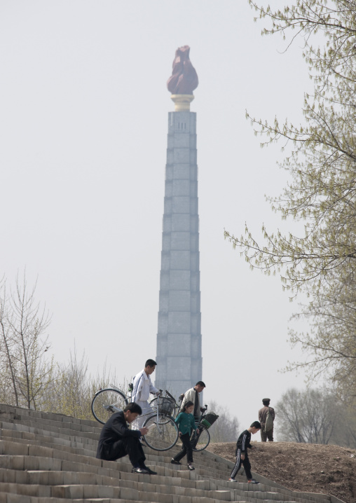 The Juche tower built to commemorate Kim il-sung's 70th birthday, Pyongan Province, Pyongyang, North Korea